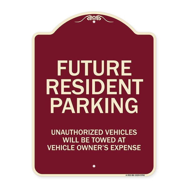 Designer Series-Unauthorized Vehicles Will Be Towed Burgungy, 24" x 18", BU-1824-9746